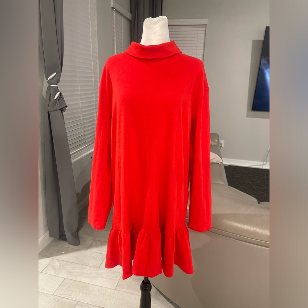 Buru Side Zip fold neck collar long sleeves Dress Size 1X